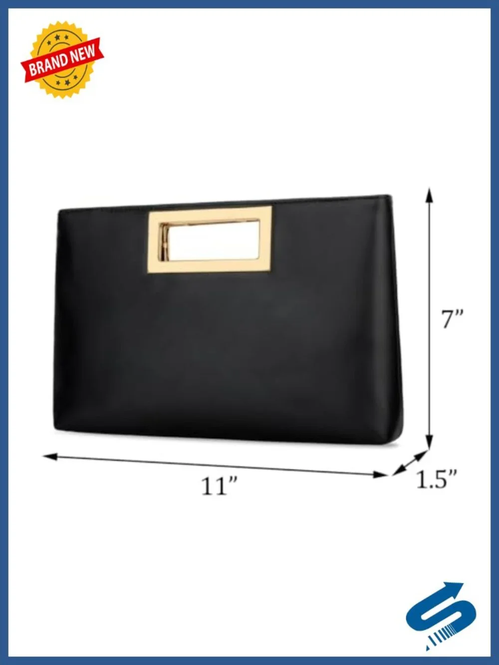 Vegan Faux Leather Clutch Purse Formal Evening Bag with Chain Strap